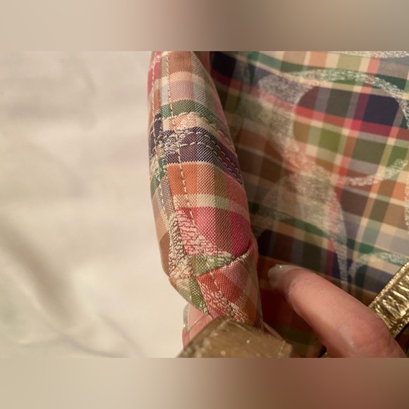 💜HP💜 Retired NWOT Coach Poppy Madras Plaid Sequined Pink Colorful Plaid Metallic - Picture 17 of 17